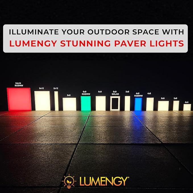 LUMENGY Paver Light 2x9 Inch (1.97x8.85), 5000K Daylight, Glare-Free Brick Lighting for Driveways, Walkways, Pool Decks and Patios, 12V Hardwired, IP67 Waterproof, Drive-Over Rated
