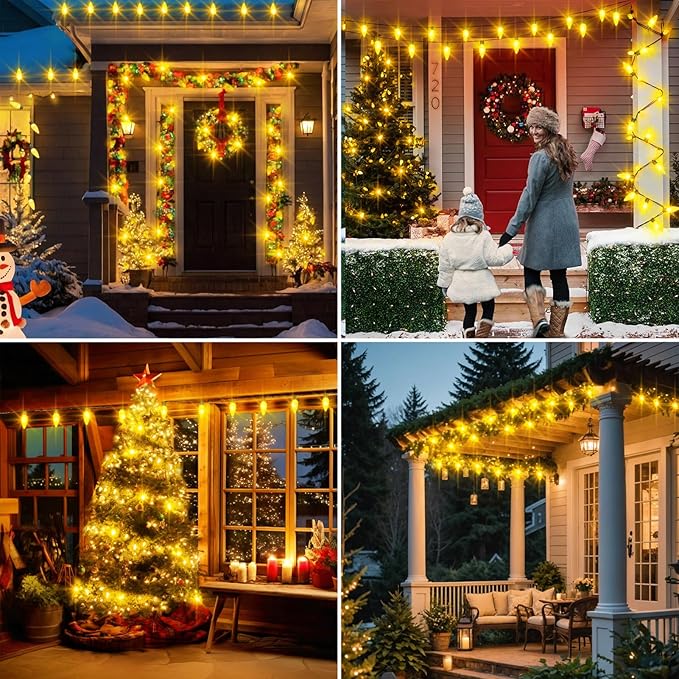 echosari 25 Pack C9 LED Replacement Christmas Light Bulbs for Outdoor String Lights, 0.8W UL Listed Commercial Grade Holiday Bulbs, C9/E17 Candelabra Base Sockets (Warm White)