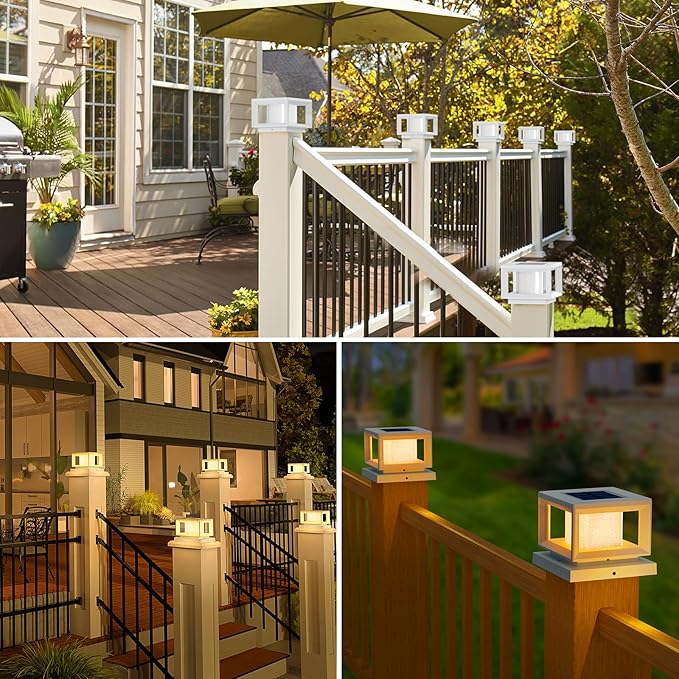 Mlambert 10 Pack Solar Post Lights Outdoor, Waterproof Fence Cap for Deck, 4x4 6x6 Wooden Vinyl Outdoor Lights with Shinning Effect, White