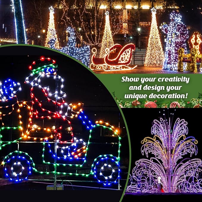 Brightever Commercial 500 FT C9 Christmas LED Lights String Outdoor, E17 Christmas Light Sockets Set Spool, C9 Sockets Patio String Lights C9 Strands - 12 Spacing Intermediate Base Green Wire
