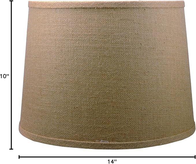 Urbanest French Drum Burlap Lampshade, 12-inch by 14-inch by 10-inch, Natural