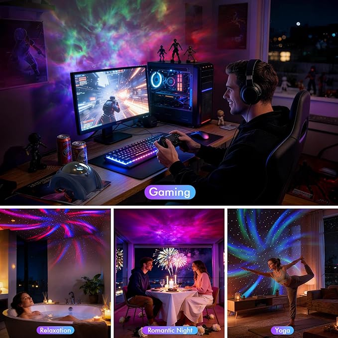 Rossetta Dual Lens Galaxy Projector, Star Projector for Bedroom with White Noise & Bluetooth Speaker, Remote, Timer, Aurora & Nebula Night Light for Easter, Party, Yoga, Gifts for Kids Adult Teen