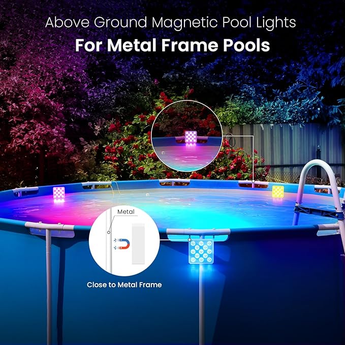 LOFTEK Rechargeable Pool Light with Magnetic, Submersible LED Lights with Remote, 13 LEDS Underwater Light,16 Color Changing & Waterproof for Inground, Above Ground Pool, Shower, Hottub, Pond (8 Pack)