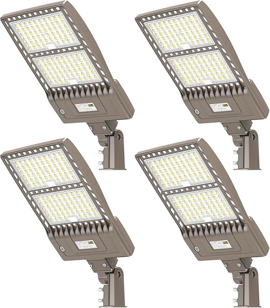 4 Pack 400W LED Parking Lot Light 56,879LM UL DLC Listed LED Shoebox Parking Pole Light with Slip Fitter 5000K IP65 Waterproof Outdoor Street Light 100-277VAC