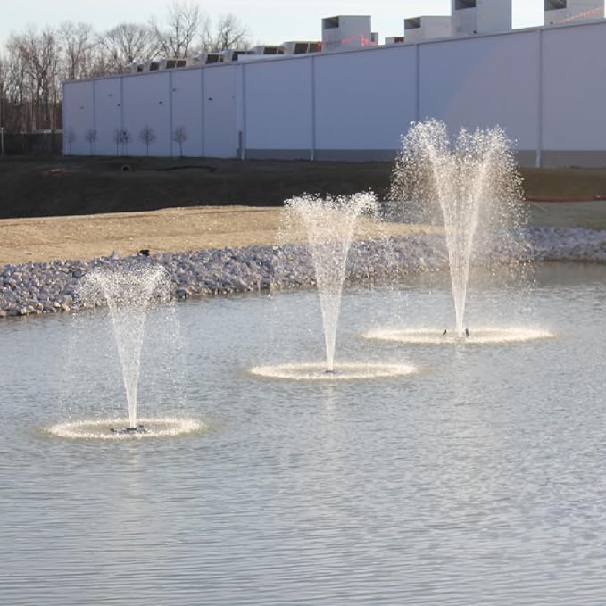 HALF OFF PONDS Floating Fountain, 1 HP Pond Aerator, 100 ft Cord, 15,000 GPH Water Pump, 13 Spray Patterns, Color-Changing LED Lights & Control Box, for Large Ponds, Lakes & Water Gardens