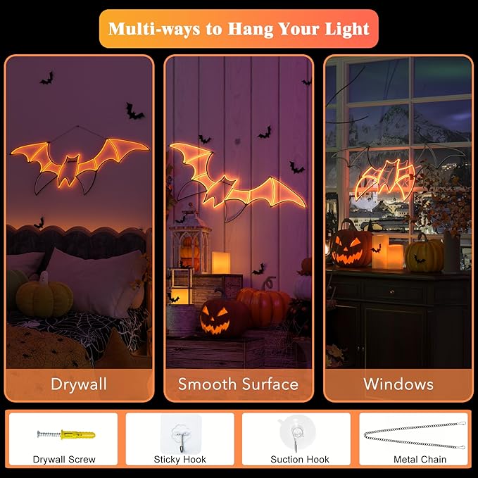 Bat Neon Sign for Wall Art Decor,Metal Frame Led Sign Animated Bat Swing Neon Light Up Sign for Signs for Wall Decor,Flying Bat Neon Light Up Signs for Bedroom,Folding and Easy to Store
