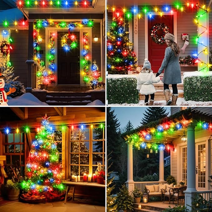echosari 25 Pack C9 LED Replacement Christmas Light Bulbs for Outdoor String Light, 0.8W UL Listed Commercial Grade Holiday Bulbs, C9/E17 Candelabra Base Sockets (Multicolor)