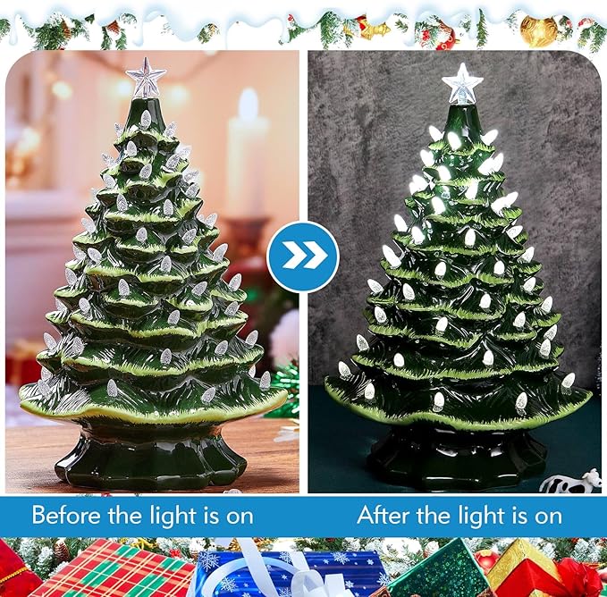 Boao 100 Pieces Ceramic Christmas Tree Bulbs and 5 Stars Replacement Plastic Bulbs for Ceramic Christmas Tree Decorations (4 mm Diameter,Transparent)