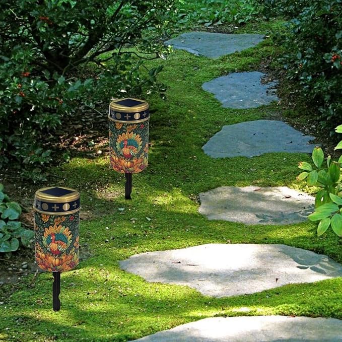 Thanksgiving Day Prayer Cemetery Solar Lights for Grave Cemetery Turkey Maple Leaf Candle Lamp Cross and Floral Grave Solar Lights Fall Decor