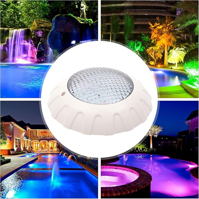38W 12V LED Pool Light 3800LM RGB Color-Changing Waterproof IP68 Underwater LED Lights 120° Swimming Pool Fountain Pond Colorful Lamp with Remote Controller