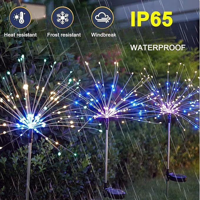 Solar Garden Firework Lights Outdoor, 5 Pack 450 LED 8 Lighting Modes Waterproof Landscape Decorative Sparklers Twinkling Starburst Lights for Yard Pathway Walkway Christmas, Colorful