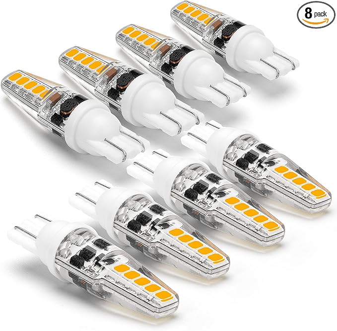 T10 Wedge Base Landscape 194 921 LED Light Bulb 2700K Warm White 3W Equivalent 15W 20W Low Voltage AC/DC12V-24V T5 LED Bulb for Landsacpe Garden Deck RV Camper Marine Boat Dome Lighting, 8 Pack