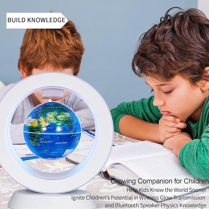 Magnetic Levitation Bluetooth Speaker Constellation Lamp Spinning Floating World Globe For Kids Learning Or Men Boss Office Desk Accessories Decor,Cool Tech Gadgets Unique Desk Toy Gift For Teens