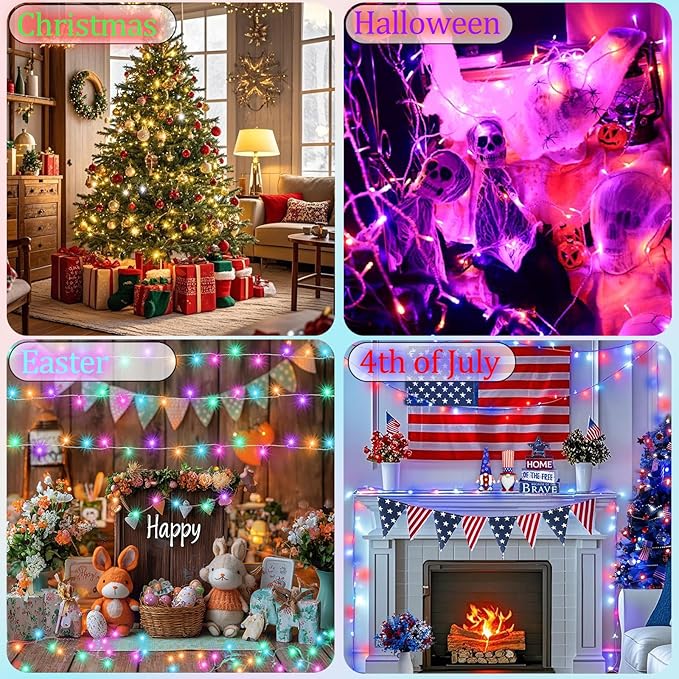 164FT 500LED Christmas Lights Color Changing, 35 Colors Easter String Lights with Remote, Waterproof Twinkle Fairy Light Clear Wire for Bedroom Easter Indoor Outdoor Holiday Party