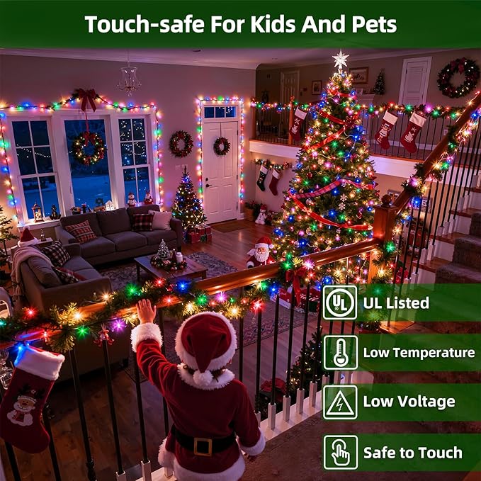 750 LED 240FT Christmas Lights Outdoor,12 Lighting Modes Christmas String Lights with Timer, Dimmable Multicolor LED StringLights Waterproof for Yard Tree Wedding Party Holiday Multicolor