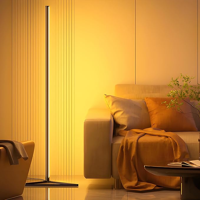 RGB LED Corner Floor Lamp, with App & Remote Control, 16 Million Colors /68+ Scenes/Dimmable/Music Sync/Timer/Modern Farmhouse Decor Led Lights for Bedroom, Gaming Room, Living Room Decor