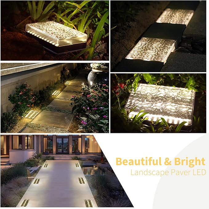 6 Pack Solar Paver Lights Outdoor – 6×9 Inch Waterproof IP67 Recessed Solar LED Paver Lights, Heavy Duty, Warm White 3500K for Driveway, Pathway, Patio & Garden