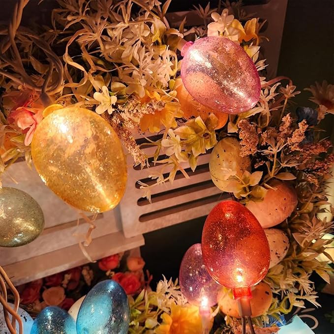 Couah Easter Egg Lights, 8.5Ft Easter String Lights with 10 LED Multicolored Eggs Lights Plug in Waterproof for Indoor & Outdoor Garden Party Home Garden Spring Easter Decorations