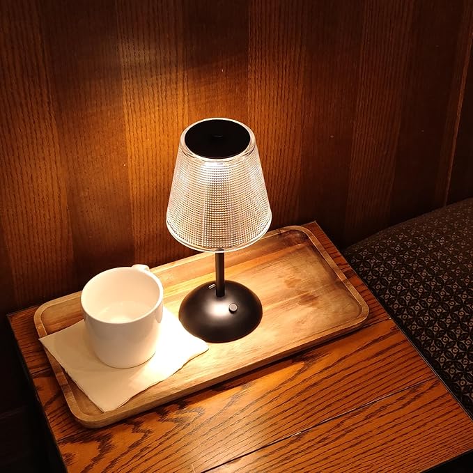 Cordless Table Lamp, 4000mAh Rechargeable Battery Operated Lamp, 3 Color Modes & Stepless Dimmable LED Touch Lamp, Portable Retro Metal Beside Lamps for Home Desk Bedroom Restaurant(Black)