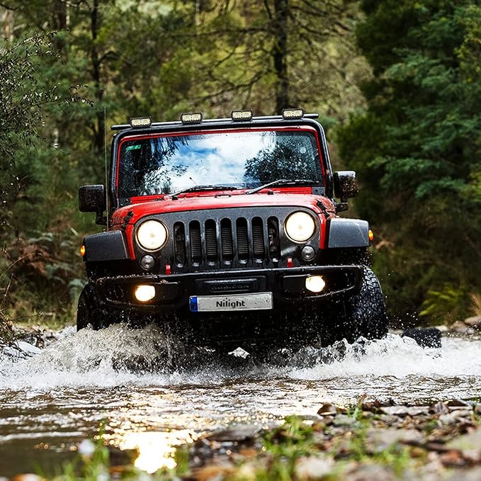 Nilight LED Pods 4PCS 6.5 Inch 120W Light Bar Triple Rows Spot Flood Combo Driving Light Waterproof Led Work Light Off-road Truck Car ATV SUV Cabin Boat, 2 Years Warranty