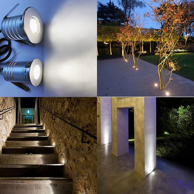 LED In-Ground Well Lights Anti-Glare,1W 12V-24V DC, IP67 Waterproof Recessed Lamp,Buried Underground Outdoor Landscape Lighting,Warm White 3000K(1 Watt)