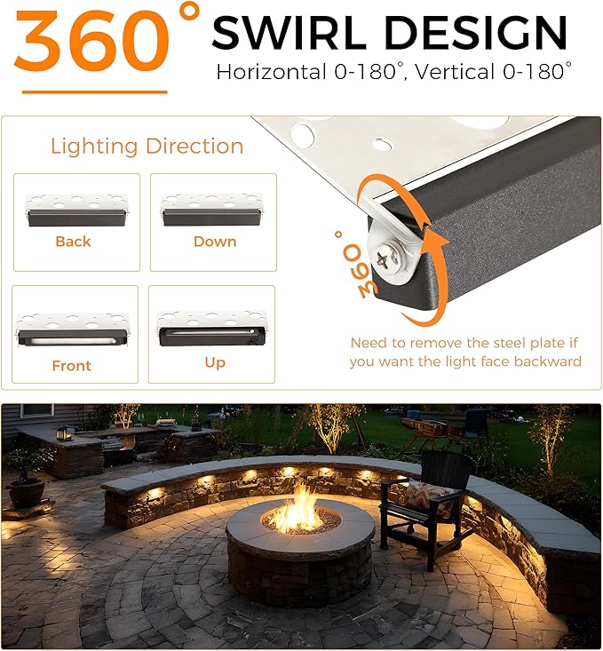 CLOUDY BAY [8 Pack] 4 Inch 3W 5CCT Hardscape Paver Light,Retainng Wall Lights Outdoor,IP65 Waterproof,2700K/3000K/3500K/4000K/5000K Selectable,12V-15 VAC/DC Low Voltage,Frost Lens Step Deck Light