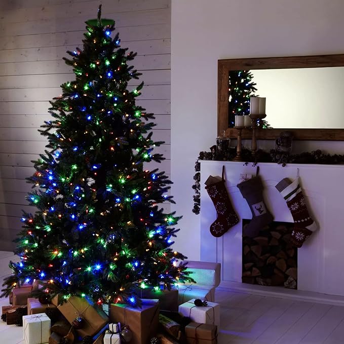 Dazzle Bright Christmas Tree Lights, 448 LED Waterfall Tree Topper Lights with Remote & 8 Lighting Modes, 8.2FT X 16 Lines Christmas Light for Outdoor Yard Party Xmas Trees Decoration (Multi-Colored)