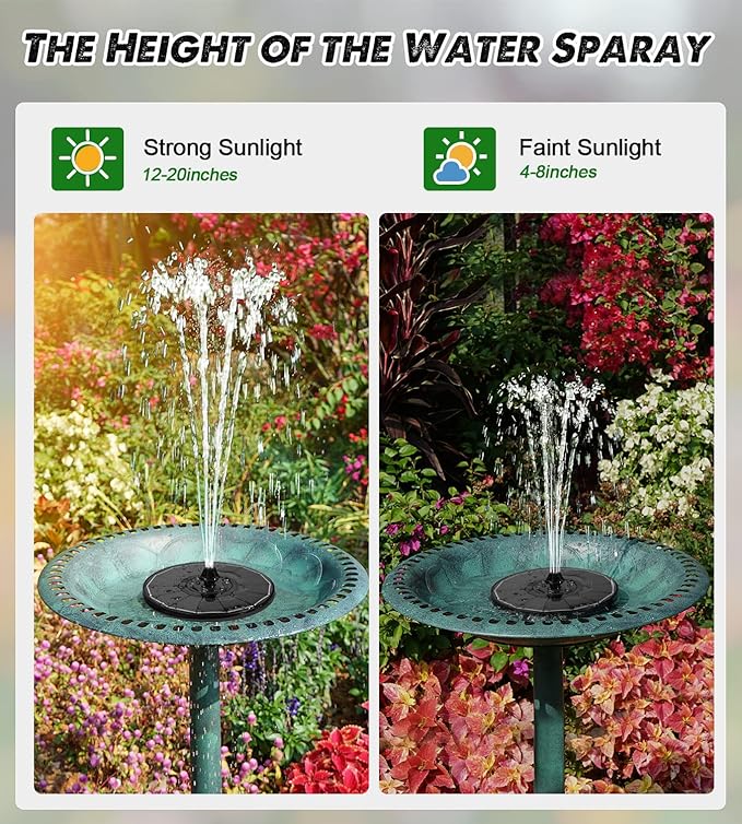Yzert Solar Fountain Glass Panel with 2200 mah Battery, 3.5W Floating Solar Water Fountain with 4 Fixed Rods, Solar Pump for Bird Bath, Garden, Pond, Pool, Outdoor (Black Panel Colorful Lights)