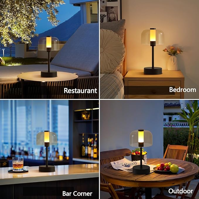 2-Pack Black Night Light,Cordless Small Touch 4000mAh Dimmable Battery Operated Portable Led Night Lamp for Bedroom Bedside Mood Lighting Coffee Shop Restaurant Home Decor Corner