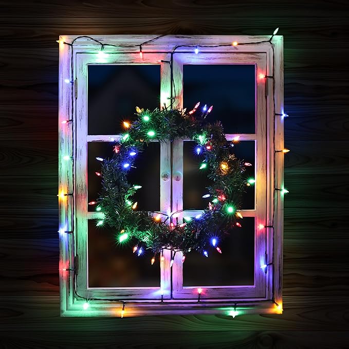 Lomotech Battery Operated Christmas Lights - 2 Pack Total 33ft 100LEDs Mini String Lights 8 Modes Waterproof with Timer for Home, Garden, Party, Holiday, Tree Decoration （Green Wire,Multicolor）