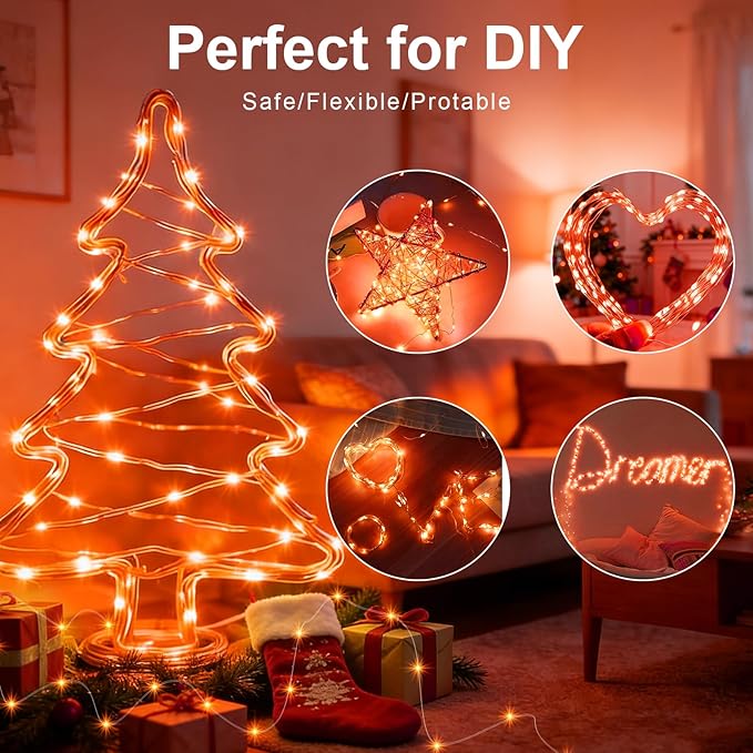 AIKEI 6 Pack LED Fairy Lights with Timer Battery Operated, Mini String Lights with Remote Waterproof 7ft 20 Led Firefly Starry Lighting for Wedding Party Bedroom Garden Christmas Decoration Orange
