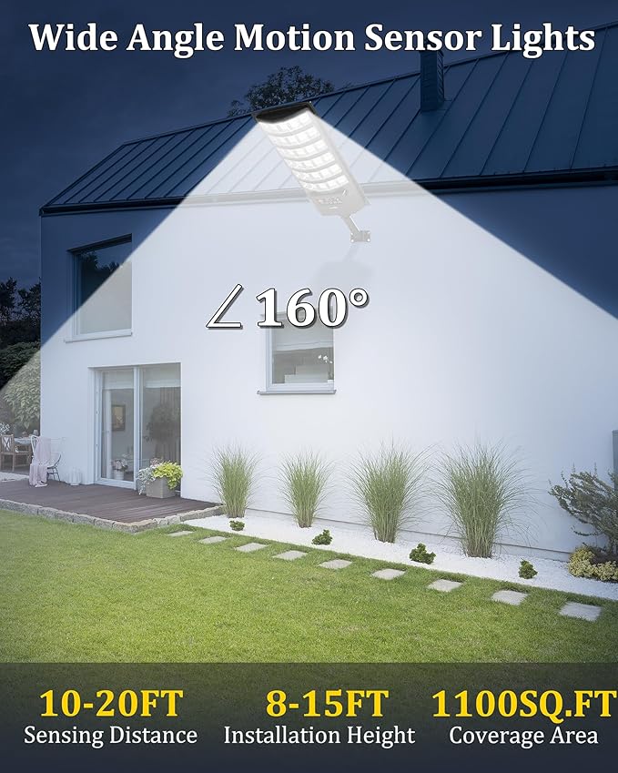 Ofuray Solar Flood Lights Outdoor,5AH High Power Solar Street Security Parking Lot Lights Dusk to Dawn with Motion Sensor 5 Modes,7000k Daylight with Remote Control for Wall,Backyard,Outside OZL-4Pack