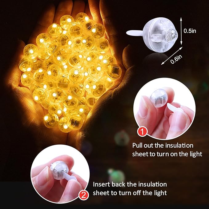 AIKEI 200pcs LED Balloon Lights,Mini Balls Lights,Long Standby Time Party Lamps,Waterproof for Paper Lantern,Easter Eggs Decor, Halloween Wedding Birthday Party Decoration (White+Warm White, 200pcs)