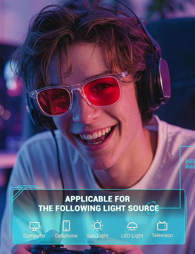 TIJN Sleep Glasses Blue Green Light Blocking Dual AR Coatings Amber Lens for Computer Gaming Screen Fatigue & UV Protection