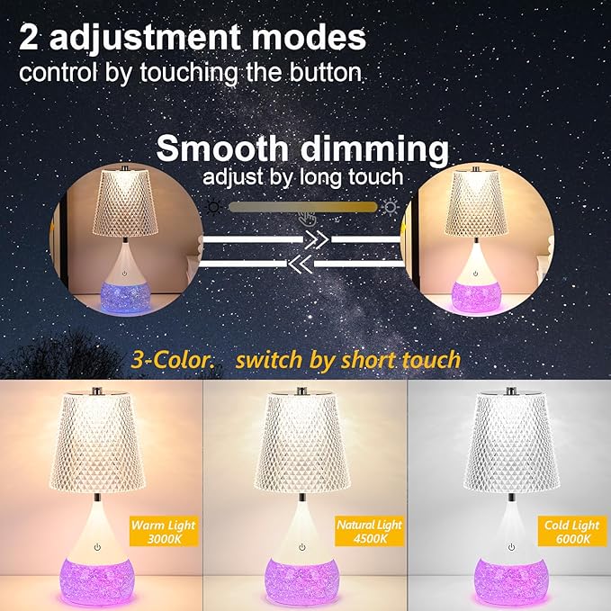 7-Color Changing LED Night Light - Soothing Mood Lamp for Bedroom, Living Room & Office - Relaxing Flashing Glass Decoration Light ((French Country))