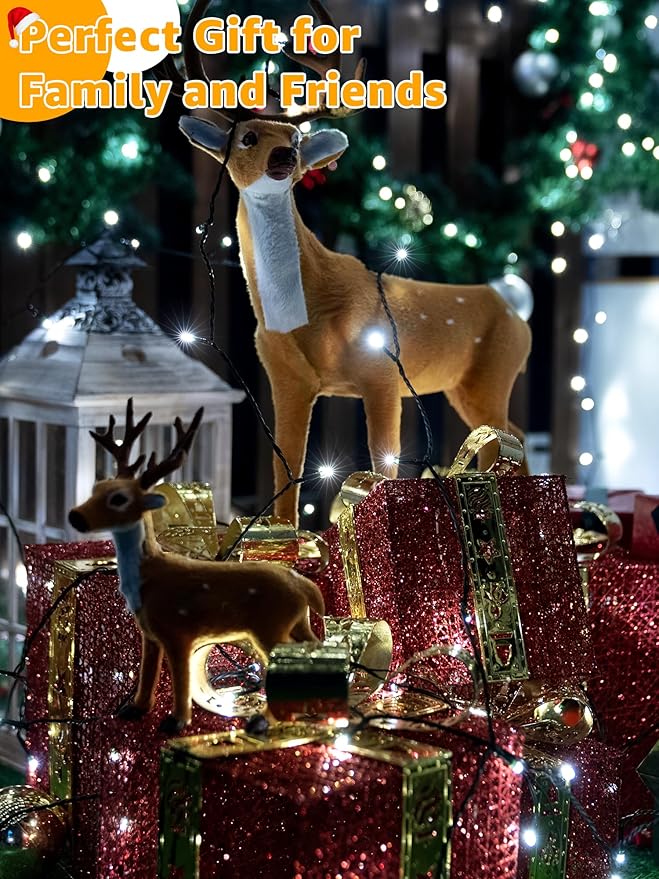 1000 LED 328 FT Outdoor String Lights with Remote and Timer, Dimmable with 8 Modes, Waterproof, Cool White Fairy Lights for Christmas Tree & Holiday Decor