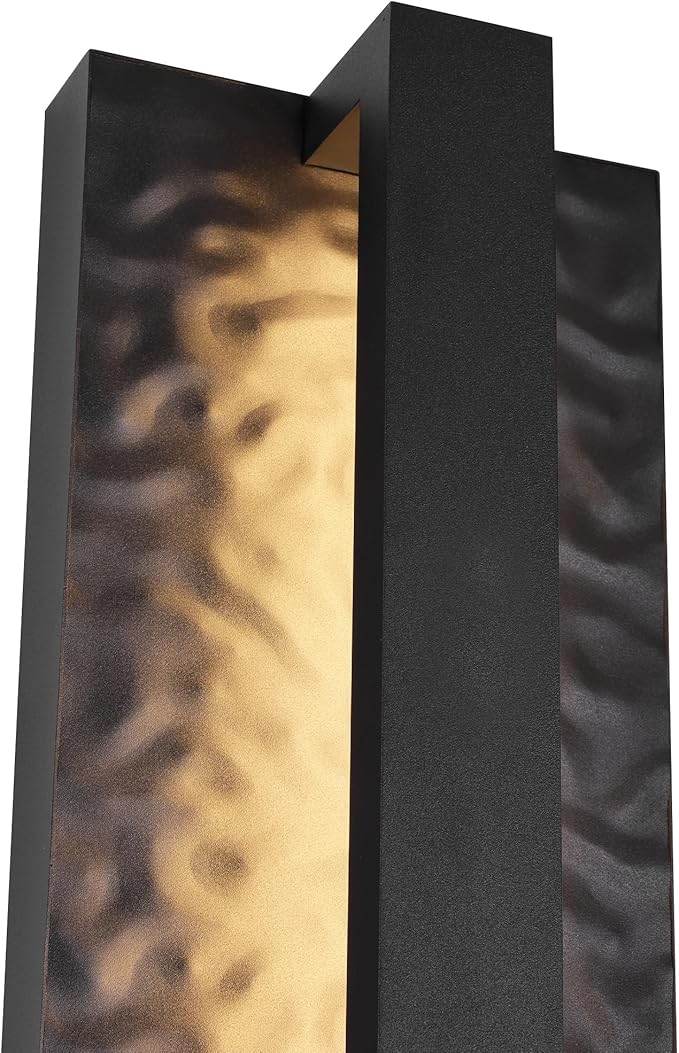 LamQee 39.4" Long Outdoor Modern LED Wall Light 3000K 2000LM, Hammered Wrought Iron and Aluminum, Linear Exterior Lighting Fixtures Wall Mount Waterproof Outside Sconce for House Porch Patio Garage