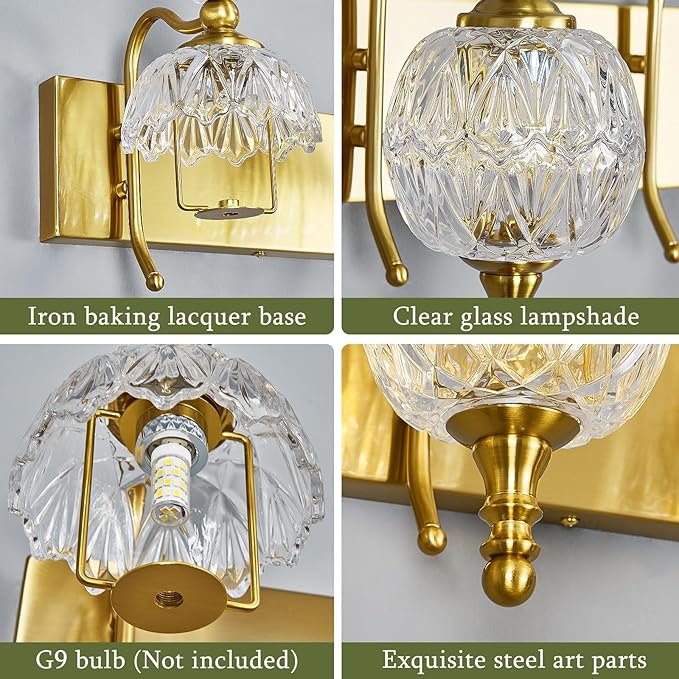Modern Crystal Bathroom Vanity Lights Fixtures Over Mirror Gold Vintage 4-Lights 28 Inch Bathroom Light Fixtures Glass Crystal Vanity Lights