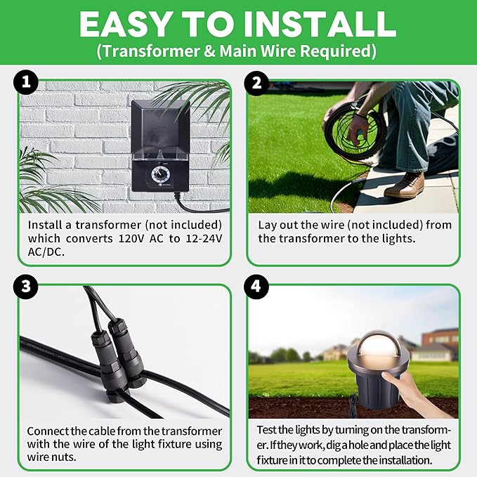 Low Voltage 3000K LED Well Lights, 10 Pack 6W 420LM 12V In-Ground Landscape Lights, IP67 Waterproof Aluminum Oil-Rubbed Bronze, 4" Directional Lighting for Path, Yard