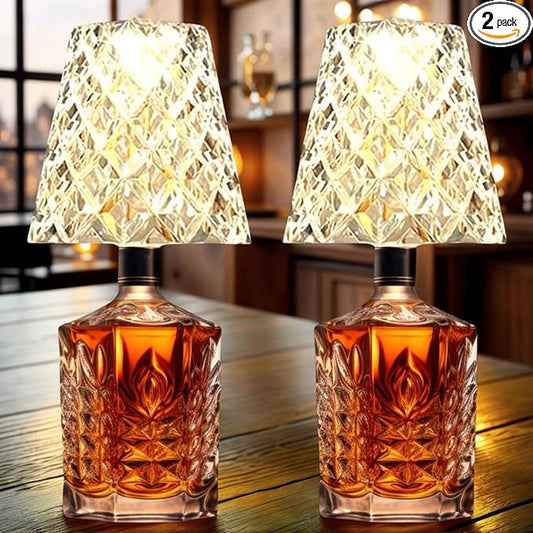 Rechargeable LED Bottle Lamp- Crystal Clear Table Lamp with 3 Color Modes, 2000mAh Battery & Touch Control, Wireless Wine Bottle Lamp for Home Bar, Wedding, Party Decor (2)