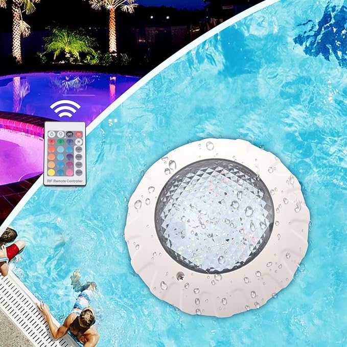 Eapmic 12V 38W Pool Light Underwater Color-Change LED Lights RGB IP68 with Remote (38W)