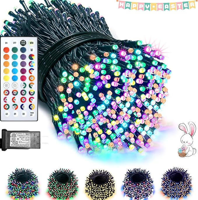200 LED Christmas Lights Color Changing, 35 Colors 66FT Easter String Lights with Remote Timer, Connectable Waterproof Twinkle Lights Plug in for Xmas Tree Outdoor Holiday Wedding Party Decor