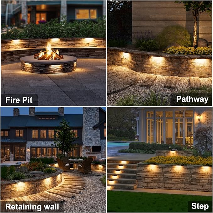 VOLISUN 16 Pack 7 Inch Retaining Wall Lights, Waterproof LED Hardscape Lighting, Cuttable Low Voltage Landscape Lighting, 12V Paver Lights, 3W Outdoor Step Lights, 2700K Soft White, ETL