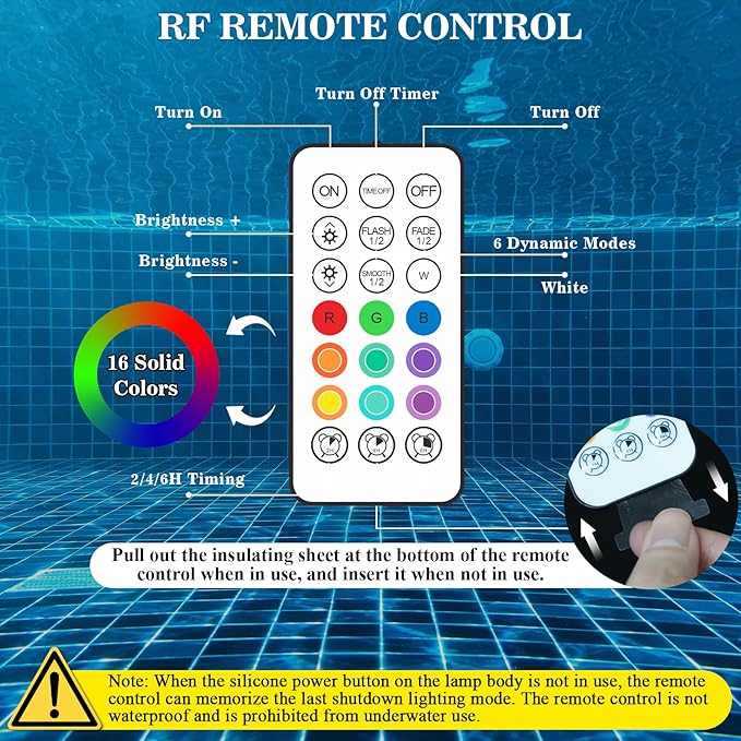 Creatrek Rechargeable Pool Lights with Remote, 16 Color Changing Submersible LED Lights, Waterproof Pool for inground, Ponds, Bathtub Decorations, 4 Pack
