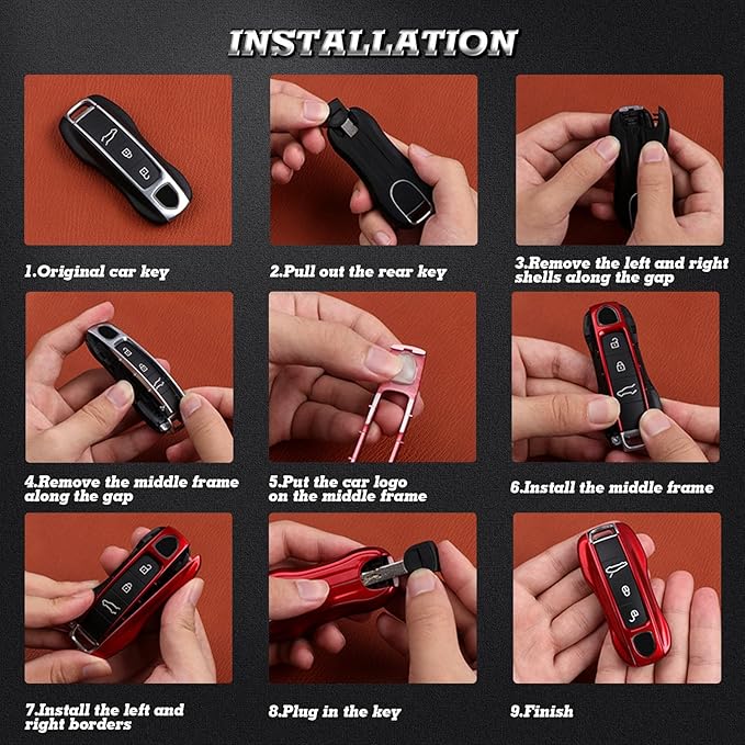 x xotic tech Orange Remote Key Covers Case, Compatible with Porsche Cayenne Cayman Panamera 971 Macan Taycan 911 991 918 Carrera 992, 3PCS Smart Key Fob Painted Keyless Entry Protectors