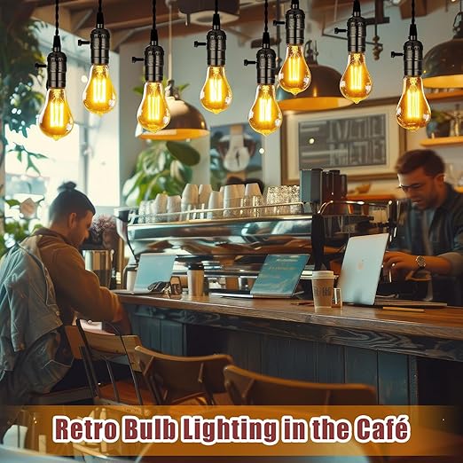 1 Pcs Vintage Pendant Light Sockets Light Cord Kit with Switches DIY Bulb Socket with Cord for E26 E27 Lamp Socket Lantern Bedroom Living Room Decor (1 Plug with 8 Sockets,Black)