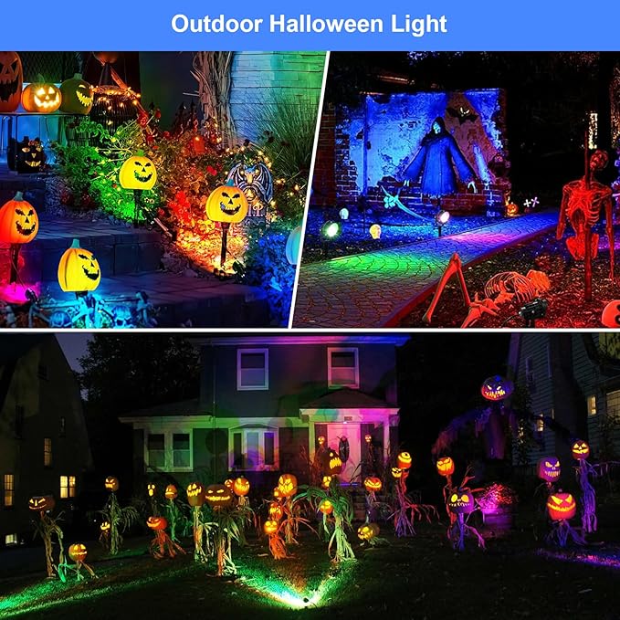 Easter Spot Lights Outdoor Color Changing Landscape Spotlights,12W RGBW LED Outdoor Spot Lights for Yard Garden Decor,Waterproof 110V Plug in Landscape Lighting with Remote,4 Packs