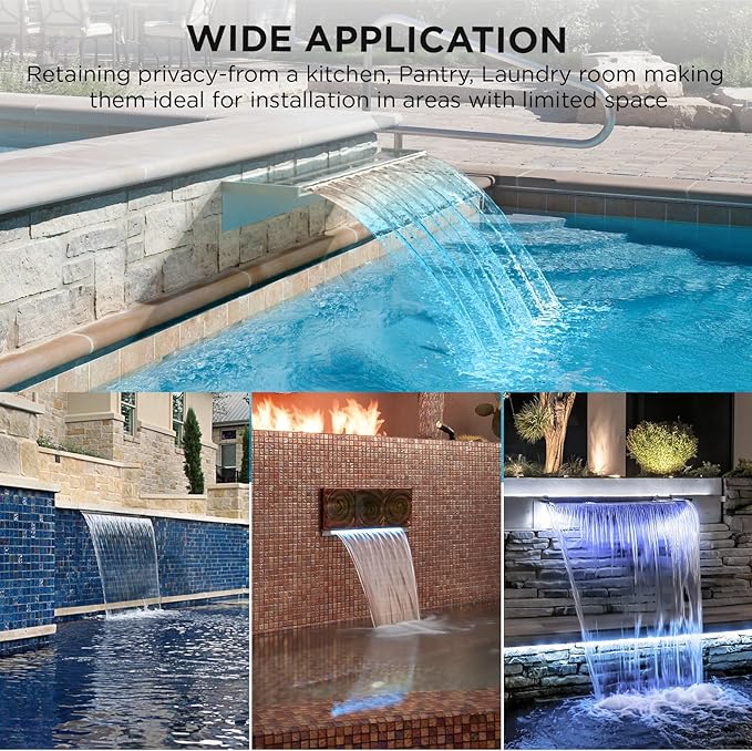 Acrylic Pool Fountain Waterfall with LED Lights - 23.6" LED Strip Remote Control with 18 Colors, Smooth Water Flow & Cascade Blade, Easy Installation for Outdoor, Garden, Patio & Ponds