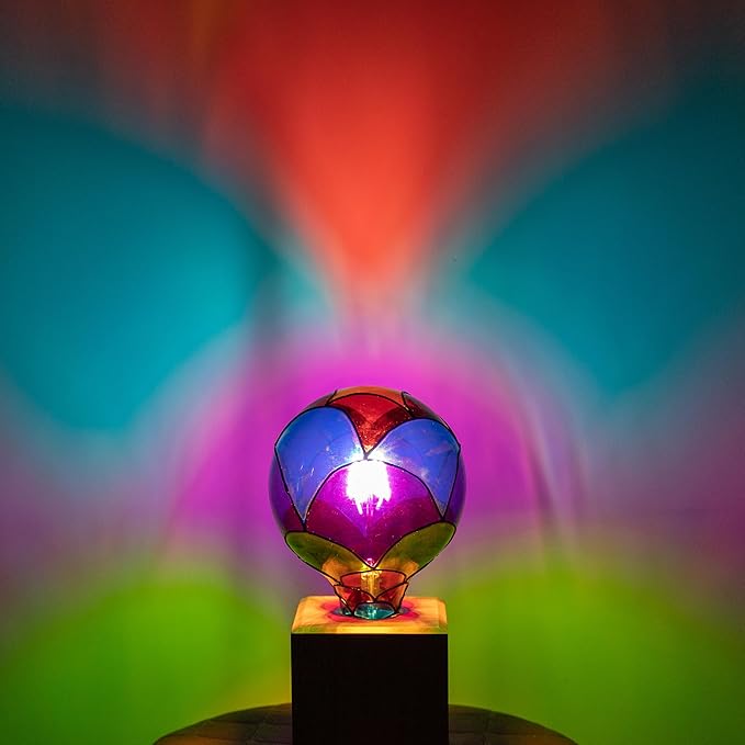Stained Glass Light Bulb, Rainbow Painted, 4W 120V, Multi Colored, Fun, Romantic, Unique Decorative