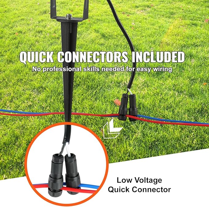 VEVOR Landscape Lighting, 6W Low Voltage LED Landscape Lights, IP66 Waterproof Landscape Spotlights Yard Lawn Garden Pathway Outdoor Lights 12V 24V 450LM Warm White 3000K (12 Pack with Connectors)